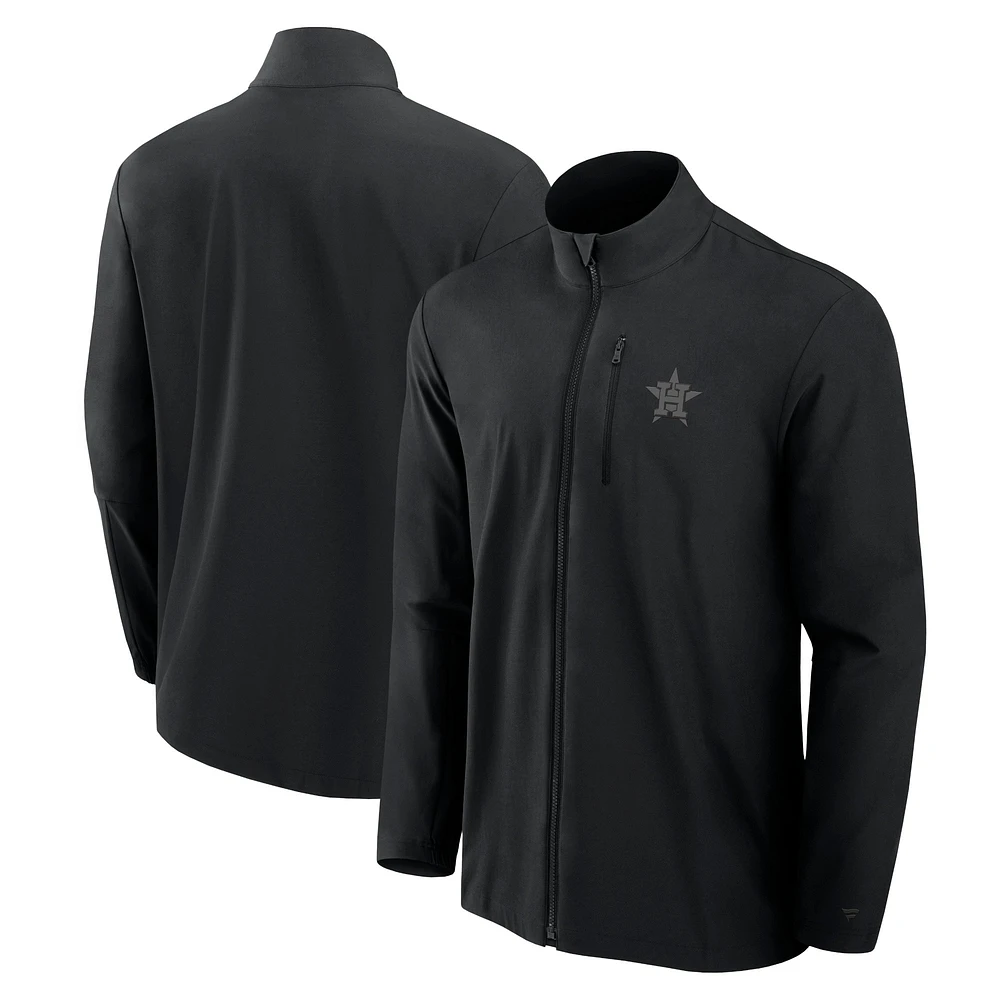 Veste tissée entièrement zippée Fanatics noire Houston Astros Front Office pour hommes