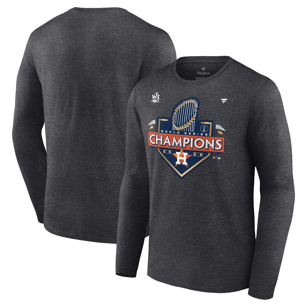 Fanatics Charcoal Houston Astros Champions de la Série mondiale 2022 pour hommes - T-shirt à manches longues vestiaire