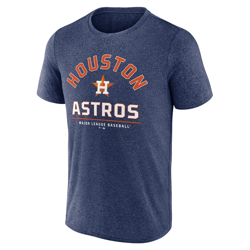 T-shirt Fanatics Heather Navy pour homme avec logo avant et centre des Astros de Houston