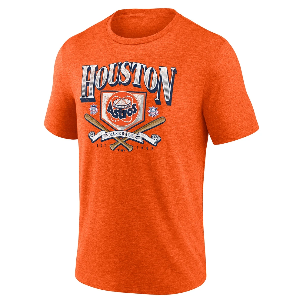 Men's Fanatics Heather Orange Houston Astros Home Team Tri-Blend T-Shirt