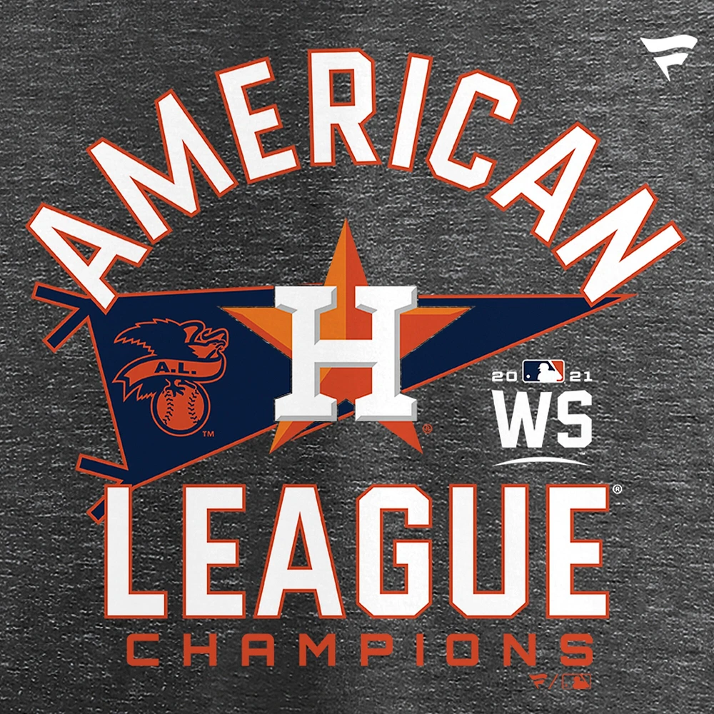 T-shirt des vestiaires champions de la Ligue américaine 2021 Fanatics Heathered Charcoal Astros Houston pour hommes