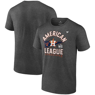 T-shirt des vestiaires champions de la Ligue américaine 2021 Fanatics Heathered Charcoal Astros Houston pour hommes