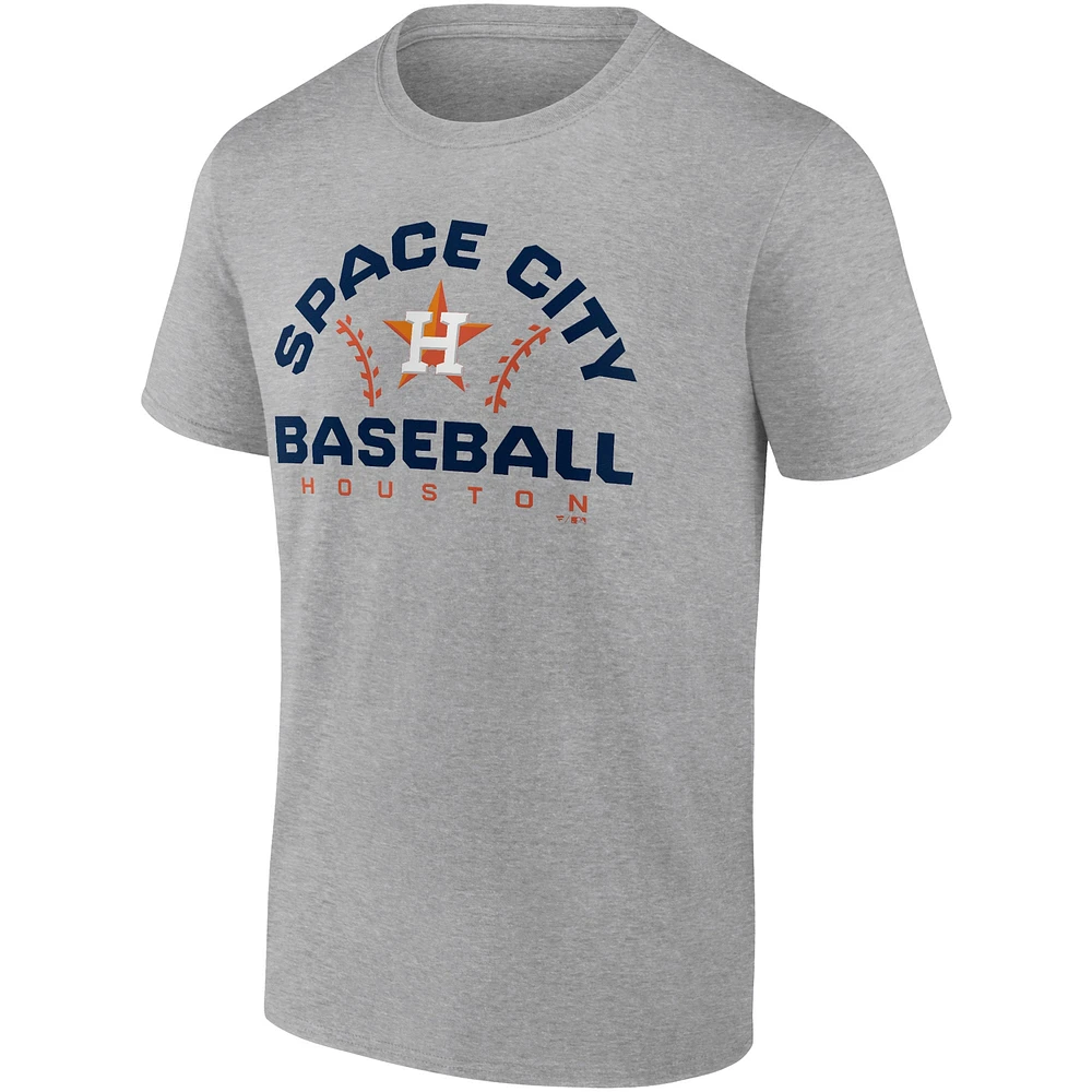 T-shirt emblématique Go for Two des Houston Astros Fanatics gris chiné pour hommes