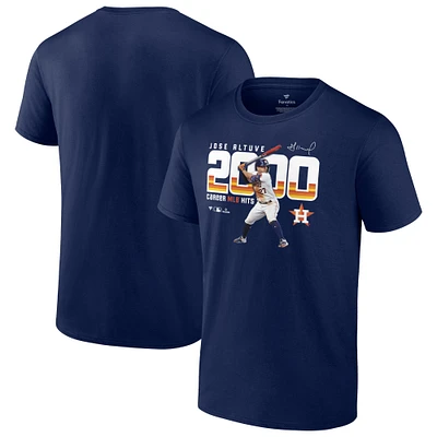 T-shirt Fanatics Jose Altuve pour hommes, bleu marine, Houston Astros 2 000 succès en carrière