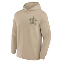 Men's Fanatics Khaki Houston Astros Elements Lightweight Fleece Hoodie