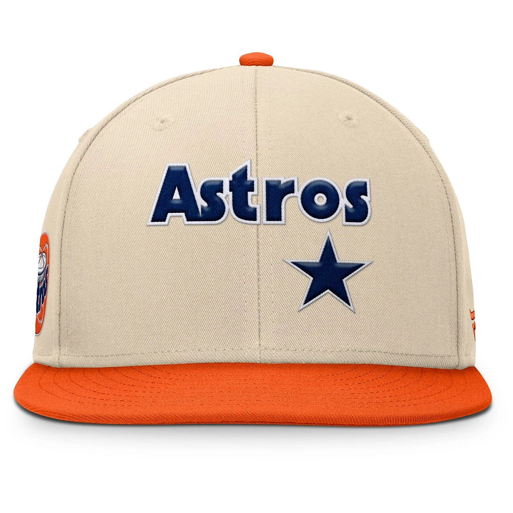 Men's Fanatics Natural/Orange Houston Astros Cooperstown Collection Bounder Snapback Hat