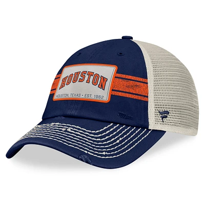 Casquette réglable de camionneur à rayures Heritage Stripe Fanatics pour hommes, bleu marine/naturel, Houston Astros