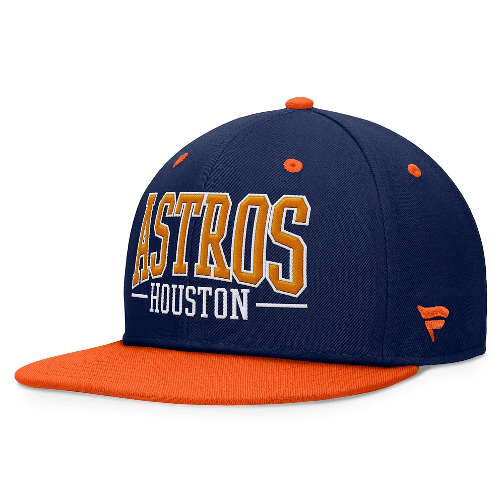 Casquette Snapback Fanatics bleu marine/orange Houston Astros Fundamental Bold pour hommes