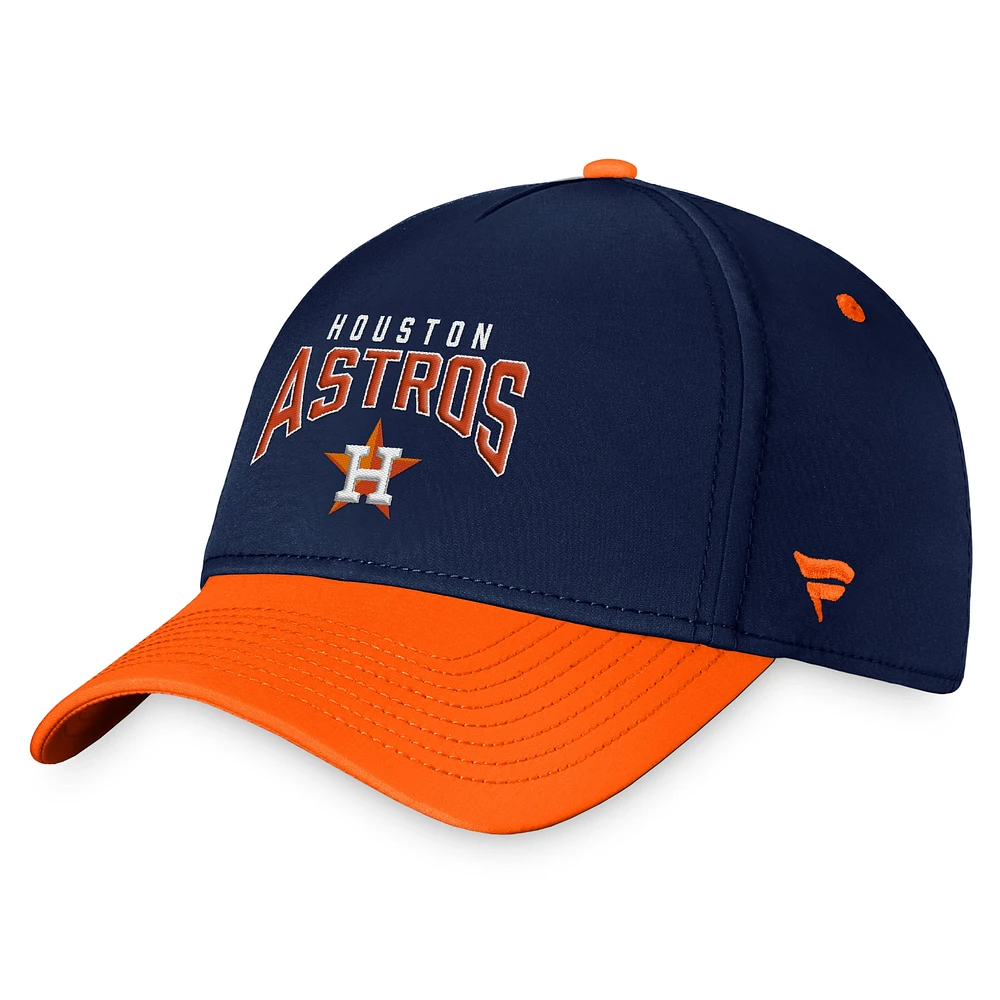 Casquette flexible à logo empilé Fanatics bleu marine/orange pour hommes des Astros de Houston