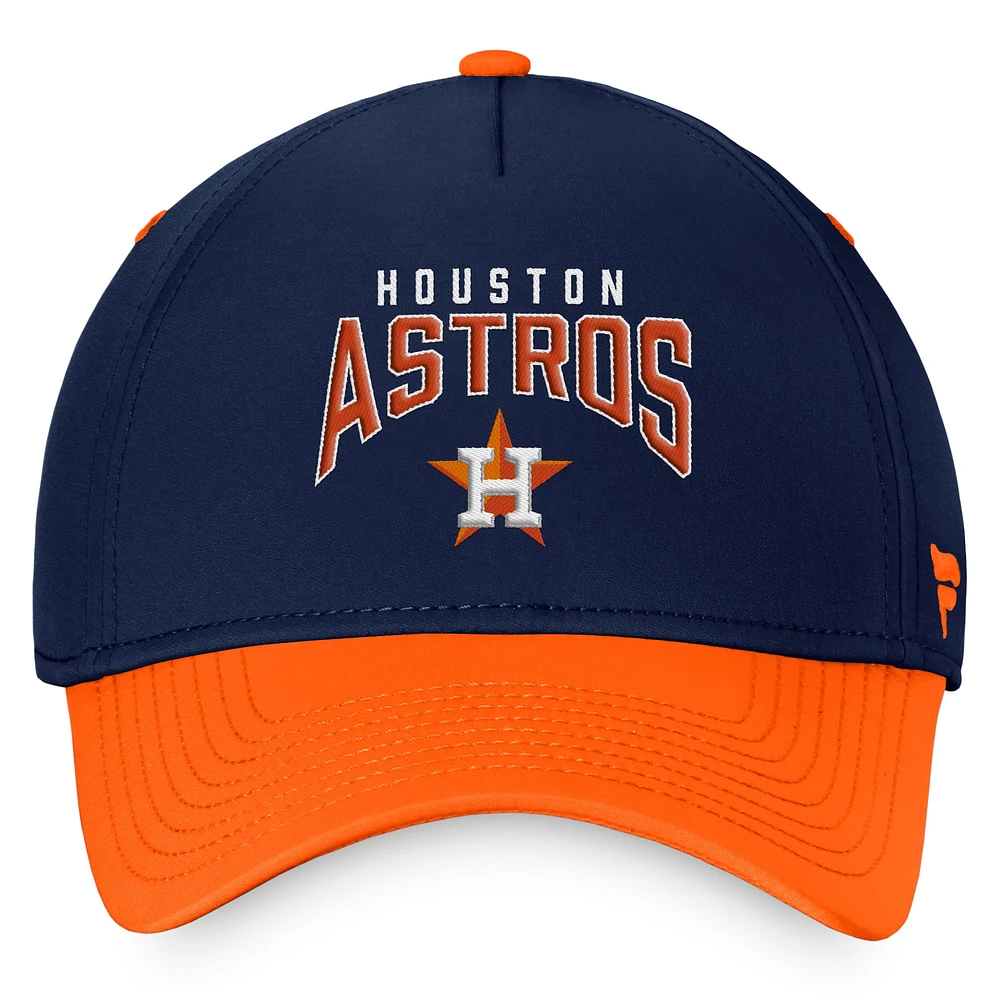 Casquette flexible à logo empilé Fanatics bleu marine/orange pour hommes des Astros de Houston