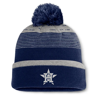 Bonnet en tricot à revers avec pompon et dégradé fondamental des Astros de Houston de la marque Fanatics pour homme