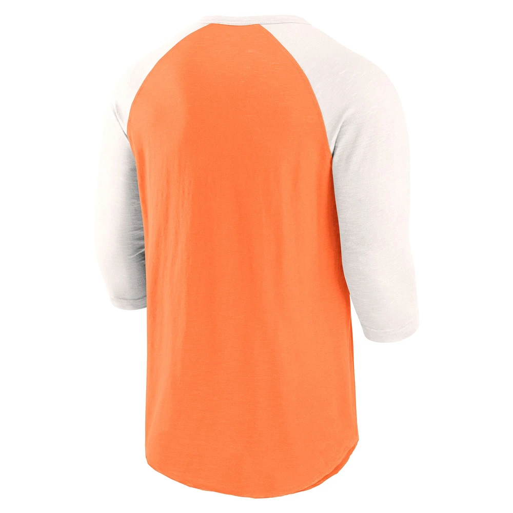 T-shirt Henley à manches 3/4 Fanatics orange/crème pour hommes Houston Astros Historical Win