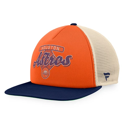 Casquette Snapback de camionneur en mousse Talley de la collection Cooperstown des Astros de Houston orange/bleu marine Fanatics pour hommes