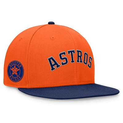 Casquette ajustée bicolore fondamentale des Houston Astros Fanatics orange/bleu marine pour hommes