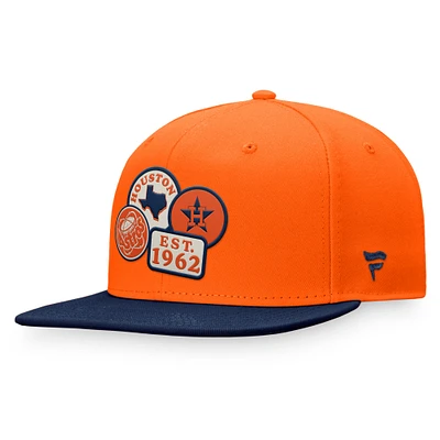 Casquette ajustée Fanatics orange/marine Houston Astros Heritage Patch pour hommes