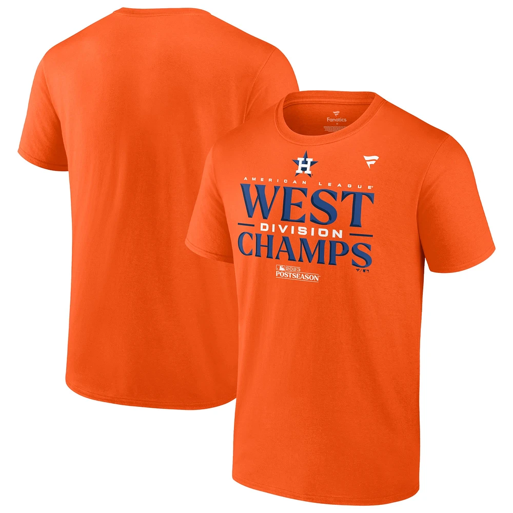 T-shirt orange Fanatics pour hommes Astros de Houston 2023 AL West Division Champions Big & Tall Locker Room