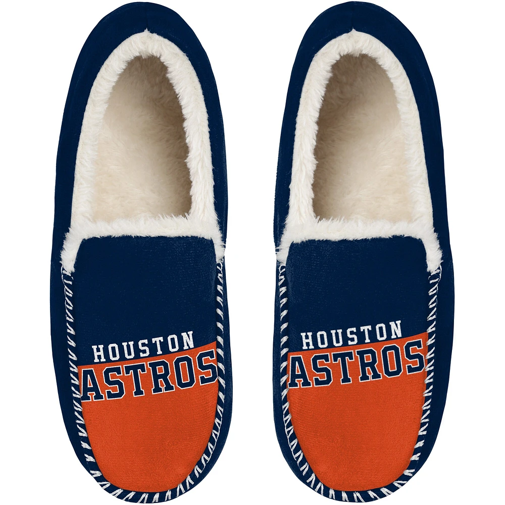 Chaussons mocassins à blocs de couleurs FOCO Houston Astros pour hommes