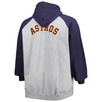 Chandail à capuchon raglan glissière pleine longueur Houston Astros Big & Tall pour homme, gris chiné/bleu marine