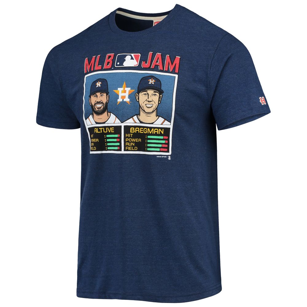 Men's Homage Jose Altuve & Alex Bregman Heathered Navy Houston Astros MLB Jam Player Tri-Blend T-Shirt