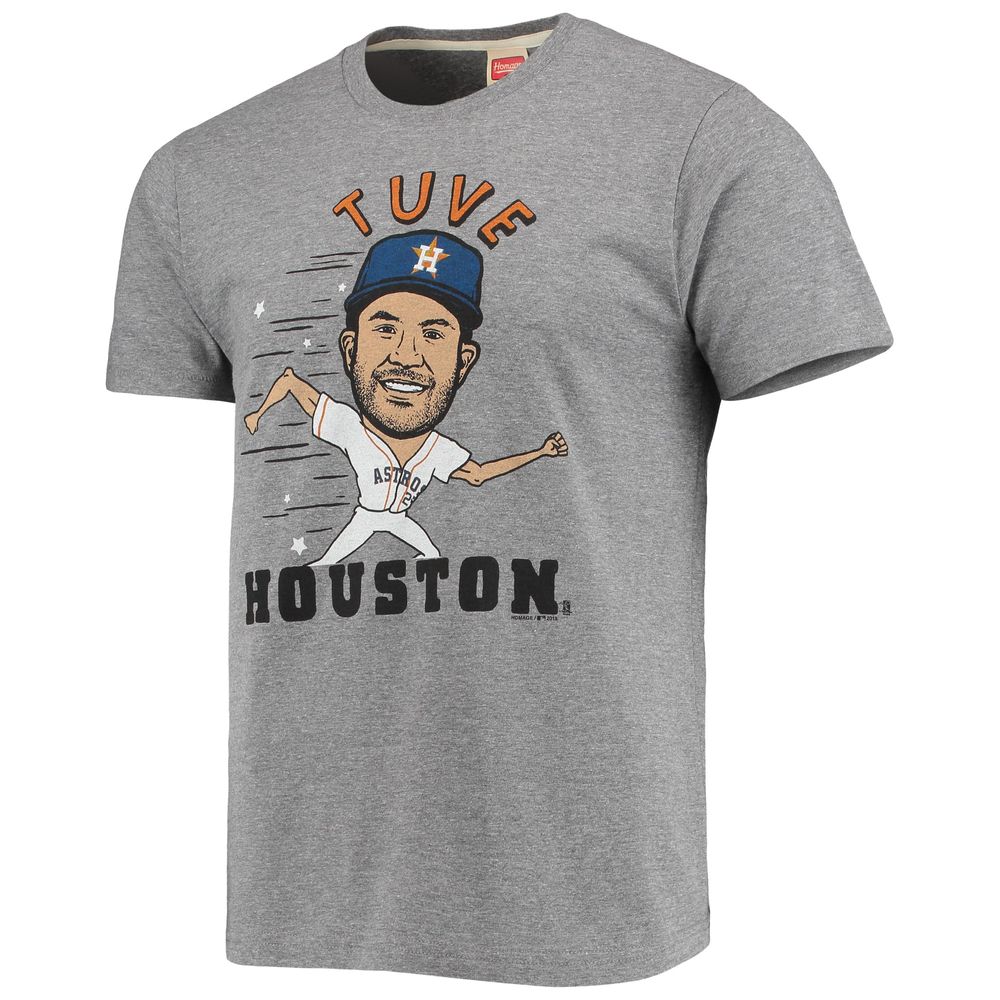 Men's Homage Jose Altuve Gray Houston Astros Caricature Tri-Blend T-Shirt