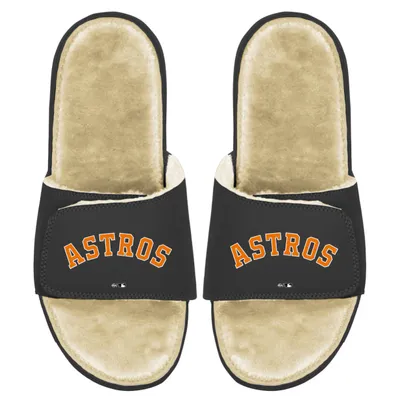 Houston Astros ISlide Men's Faux Fur Slide Sandals - Black/Tan