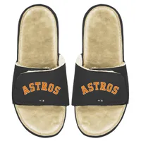 Houston Astros ISlide Men's Faux Fur Slide Sandals - Black/Tan