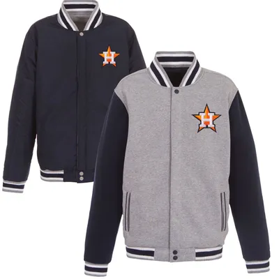 Houston Astros JH Design Embroidered Reversible Full Snap Fleece Jacket - Gray