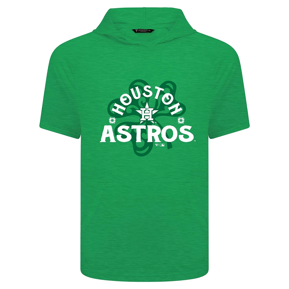 Men's Levelwear Green Houston Astros St. Patrick's Day Phase Shamrock Short Sleeve T-Shirt Hoodie