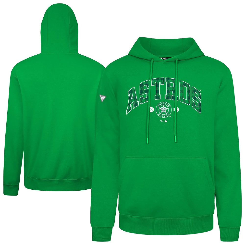 Men's Levelwear Houston Astros St. Patrick's Day Podium Plaid Pullover Hoodie