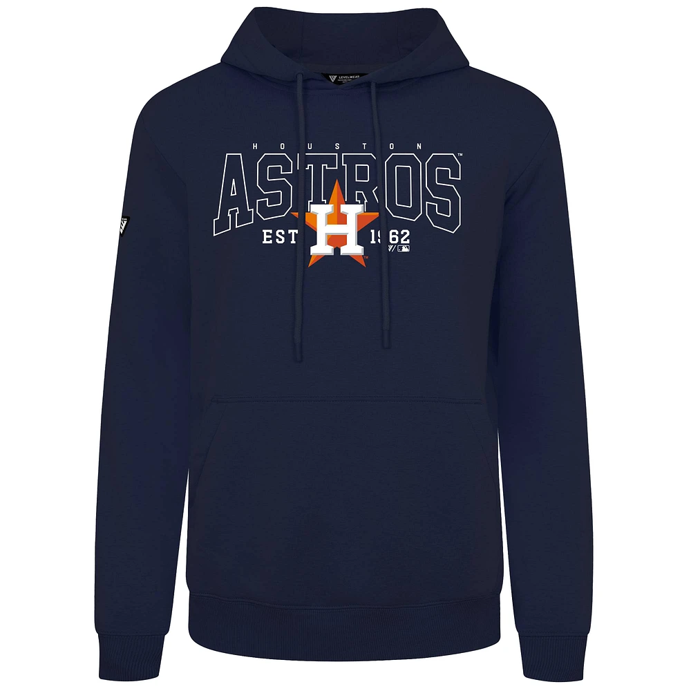 Men's Levelwear Navy Houston Astros Accolade Podium Textbook Pullover Hoodie