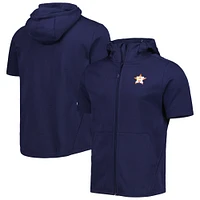 Chandail à capuchon manches courtes et fermeture éclair intégrale Houston Astros Recruit de Levelwear pour homme, bleu marine