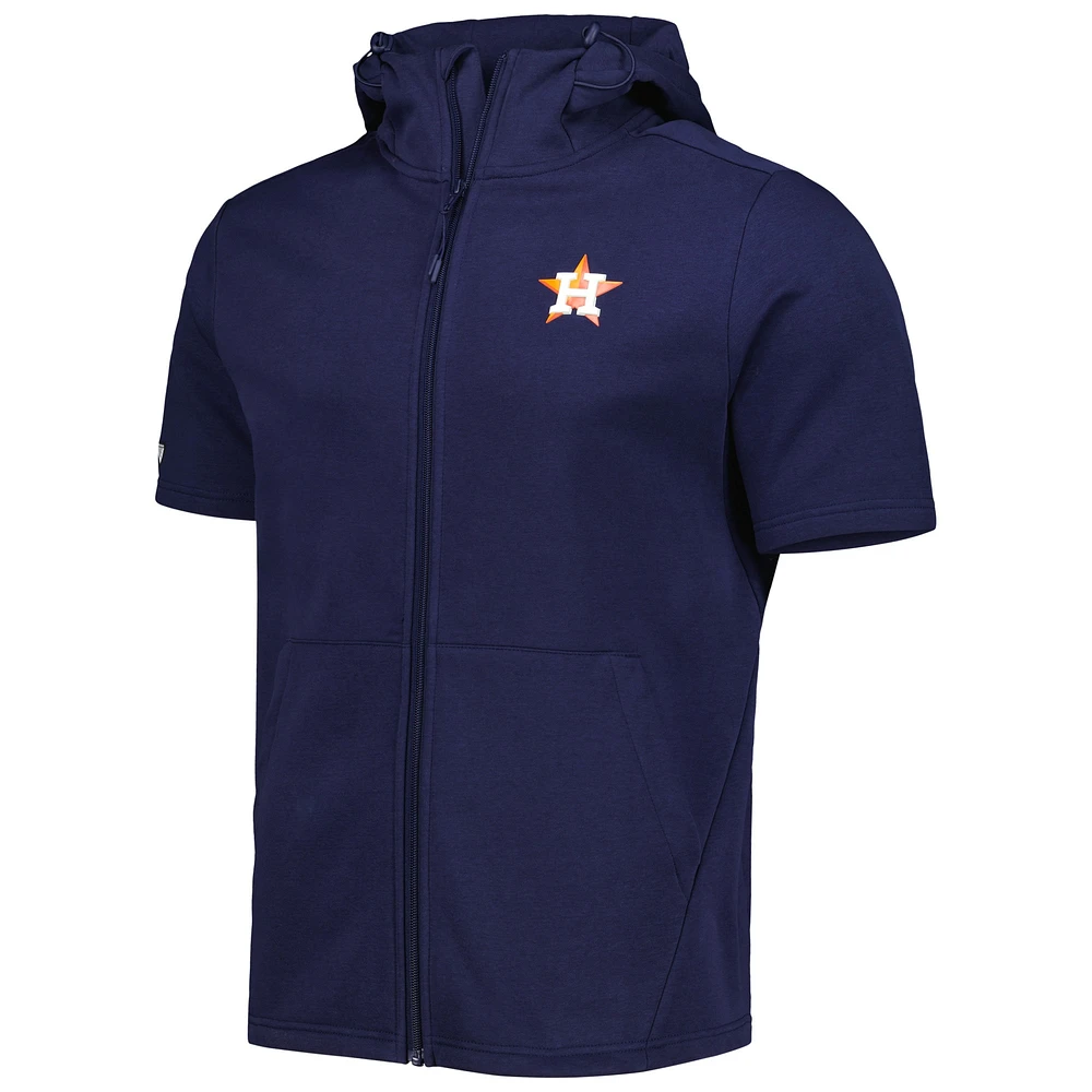 Chandail à capuchon manches courtes et fermeture éclair intégrale Houston Astros Recruit de Levelwear pour homme, bleu marine