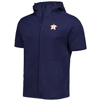 Chandail à capuchon manches courtes et fermeture éclair intégrale Houston Astros Recruit de Levelwear pour homme, bleu marine