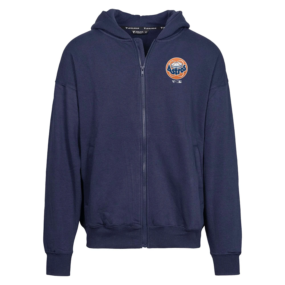 Men's Levelwear  Navy Houston Astros Uphill City Core Logo Full-Zip Hoodie