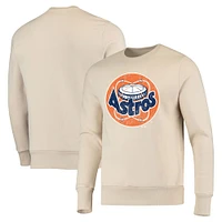 Men's Majestic Threads Oatmeal Houston Astros Fleece Pullover Sweatshirt