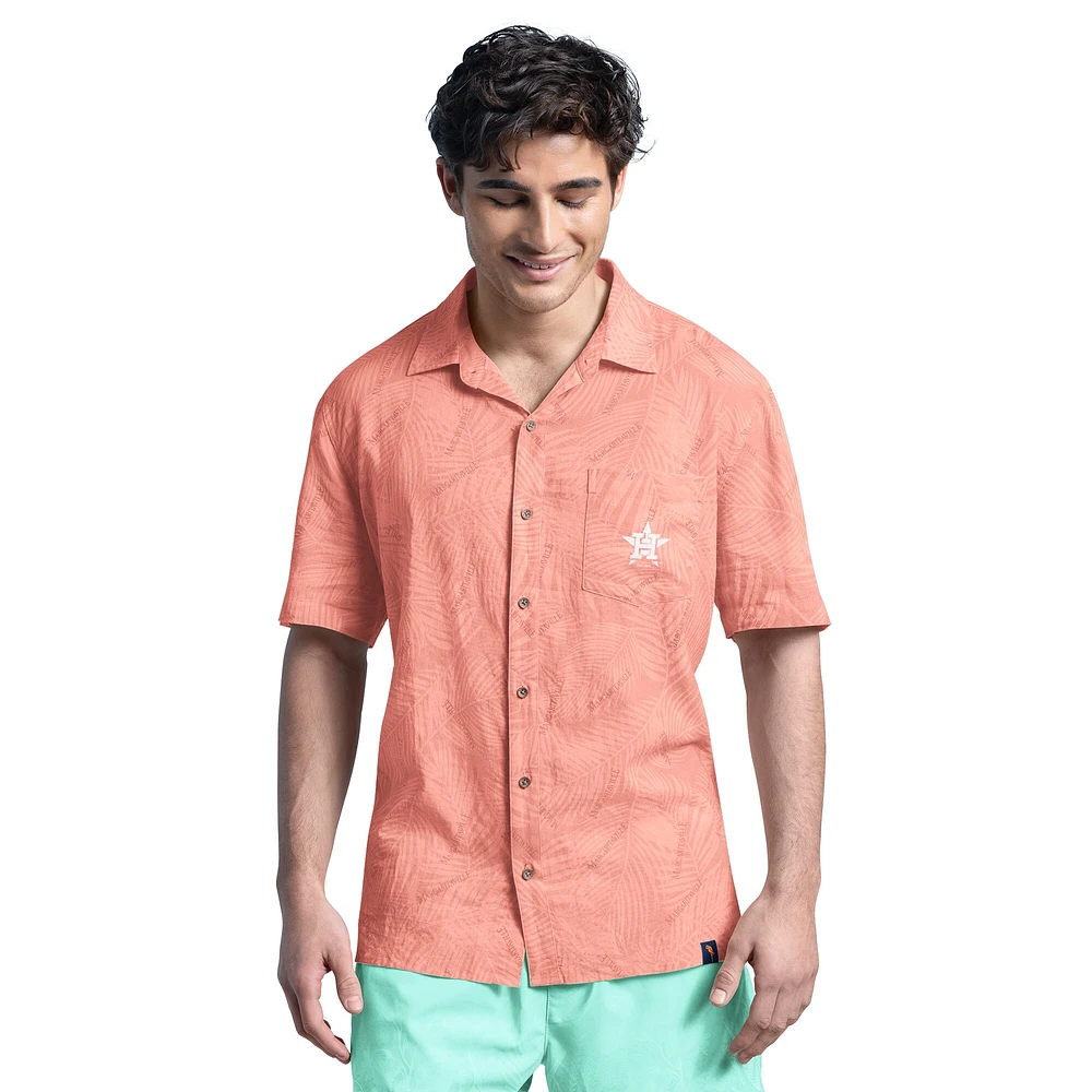 Men's Margaritaville Coral Houston Astros Linen Party Button-Up Shirt