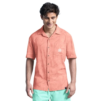 Men's Margaritaville Coral Houston Astros Linen Party Button-Up Shirt
