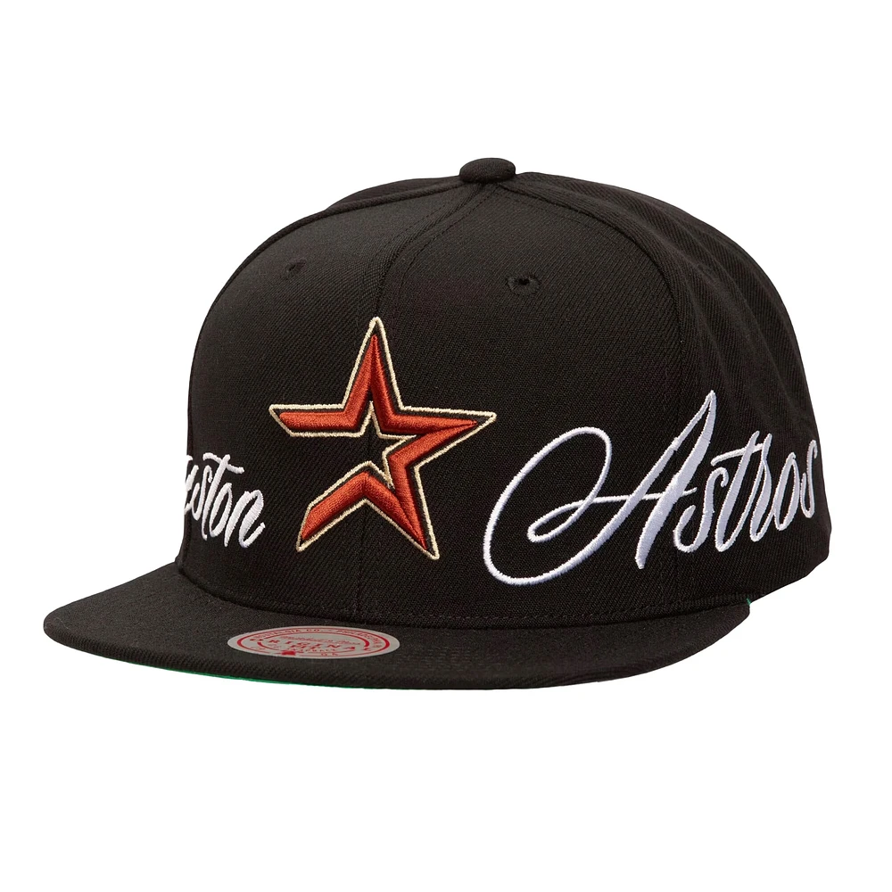 Men's Mitchell & Ness Black Houston Astros Just Don x MLB Lux Script Snapback Hat
