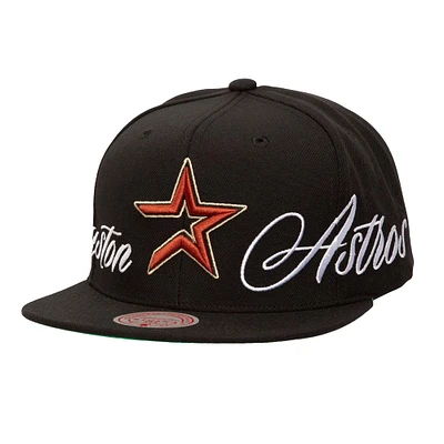 Men's Mitchell & Ness Black Houston Astros Just Don x MLB Lux Script Snapback Hat