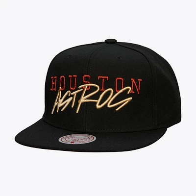 Men's Mitchell & Ness Black Houston Astros Team Tagged Snapback Hat