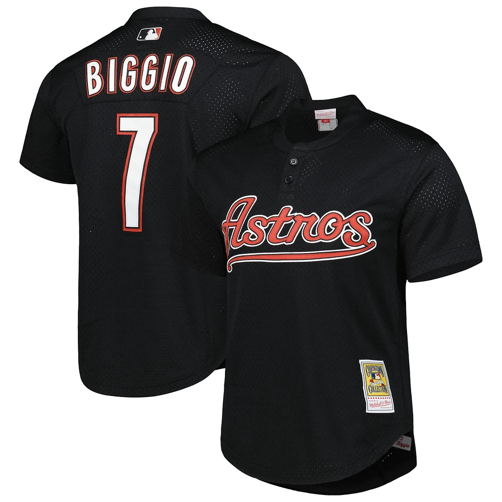 Maillot d'entraînement au bâton en maille Mitchell & Ness Craig Biggio pour hommes, noir Houston Astros Cooperstown Collection