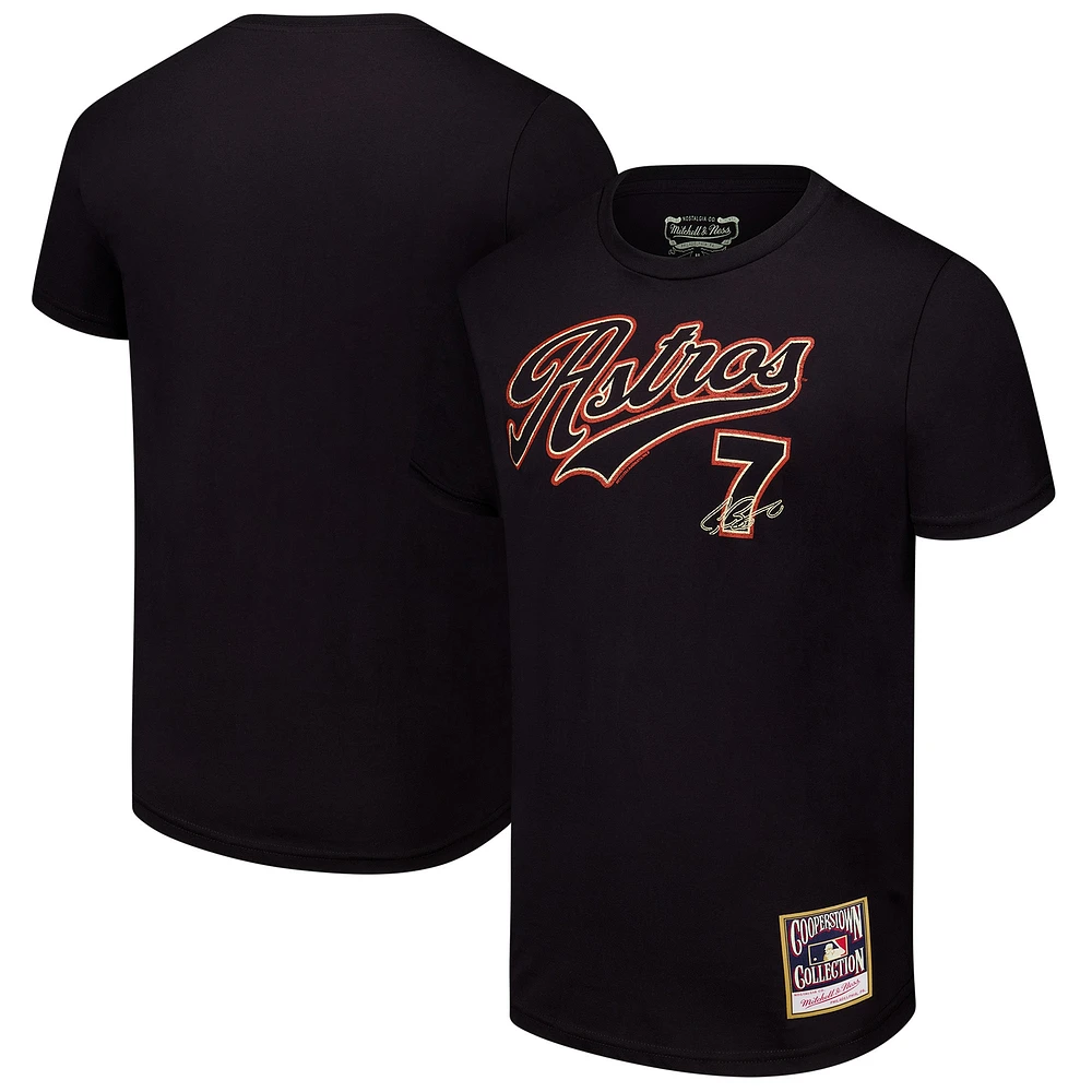 T-shirt de joueur noir la collection Cooperstown des Astros Houston Craig Biggio Mitchell & Ness pour hommes