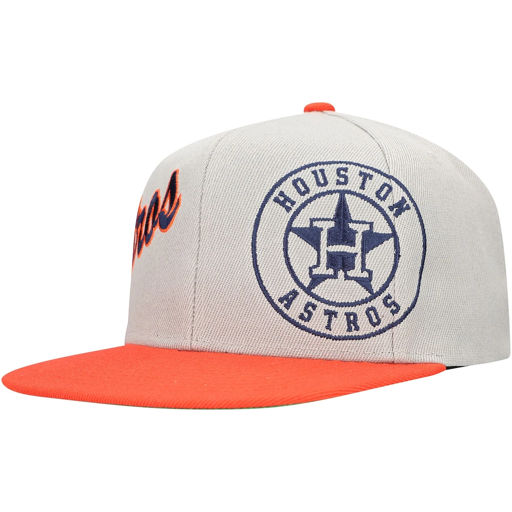 Men's Mitchell & Ness Gray/Orange Houston Astros Knock Out Panel Snapback Hat