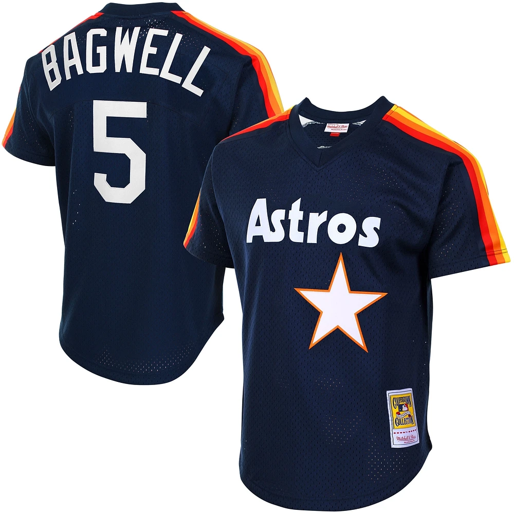 Maillot d'entraînement au bâton en maille Mitchell & Ness Jeff Bagwell pour hommes, bleu marine, Houston Astros Cooperstown