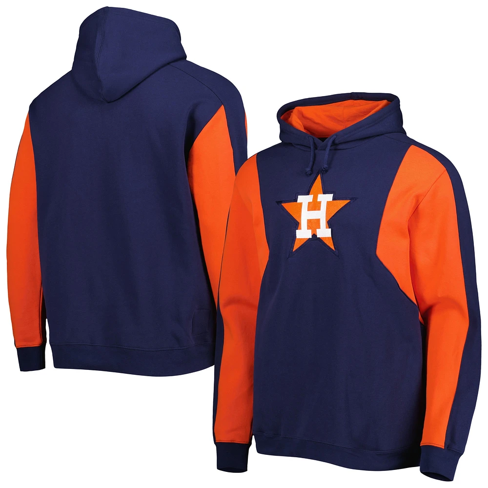 Chandail à capuchon en molleton couleurs contrastées pour homme Houston Astros Mitchell & Ness bleu marine/orange