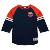 T-shirt à manches 3/4 légendaire Raglan Slub Henley de la collection Cooperstown des Houston Astros Mitchell & Ness pour hommes