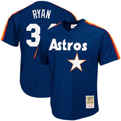 Men's Mitchell & Ness Nolan Ryan Navy Houston Astros Cooperstown Collection Big Tall Mesh Batting Practice Jersey