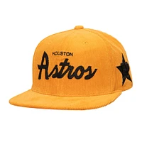 Casquette snapback en velours côtelé orange Houston Astros de Mitchell & Ness pour homme