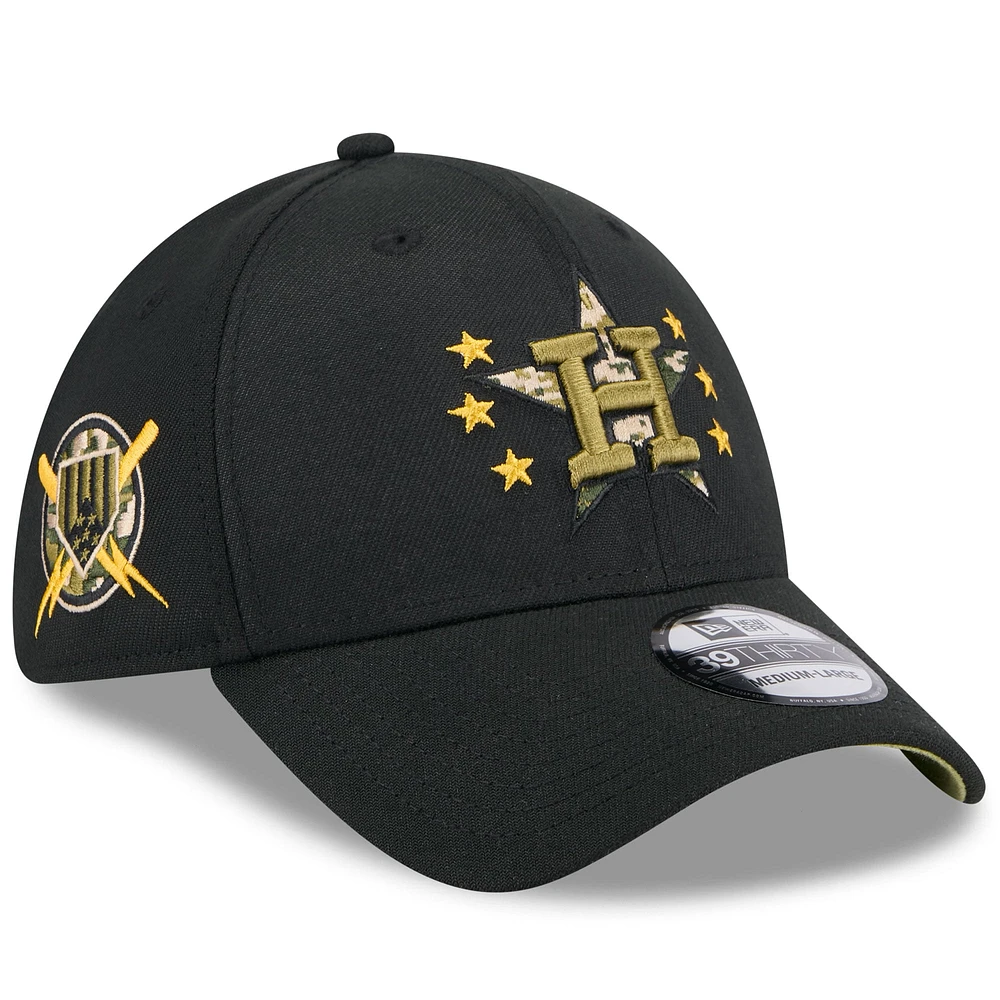 Casquette flexible 39THIRTY pour la Journée des forces armées 2024 Astros de Houston New Era noire hommes