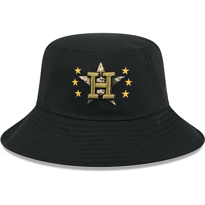 Chapeau bob noir Houston Astros 2024 pour la journée des forces armées New Era pour hommes